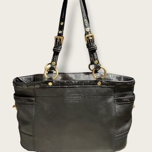 Coach Black Leather Laced Gallery Tote